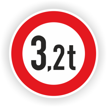 Verkehrszeichen StVO, VZ 262-3,2, Verbot für Fahrzeuge über 3,2 t, Alu 2 mm Flachform