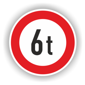 Verkehrszeichen StVO, VZ 262-6, Verbot für Fahrzeuge über 6 t, Alu 2 mm Flachform