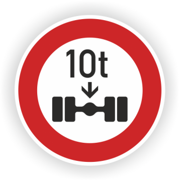 Verkehrszeichen StVO, VZ 263-10, Verbot für Fahrzeuge über 10 t, Alu 2 mm, Flachform