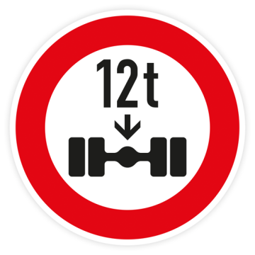 Verkehrszeichen StVO, VZ 263-12, Verbot für Fahrzeuge über 12 t, Alu 2 mm Flachform