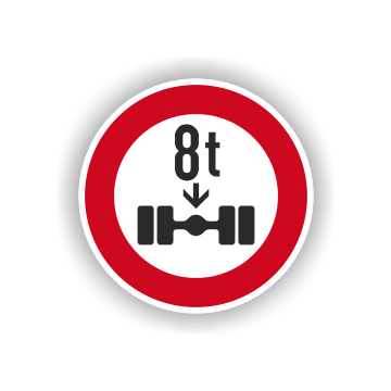 Verkehrszeichen StVO, VZ 263-8, Verbot für Fahrzeuge über 8 t, Alu 2 mm Flachform