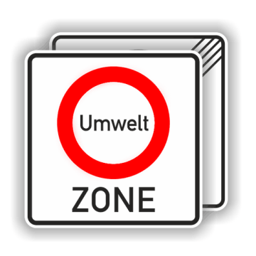 Verkehrszeichen StVO, Beginn/Ende einer Umweltzone 840 x 840 mm, Alu 2 mm Flachform, RA1
