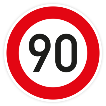 Verkehrszeichen StVO, zul. Höchstgeschw. 90 km/h VZ 274-90, Alu 2 mm Flachform, Ø 750 mm