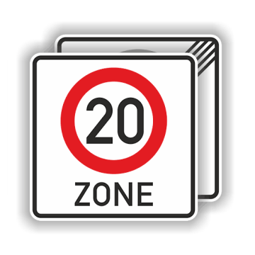 Verkehrszeichen StVO, Beginn/Ende Tempo 20-Zone, Alu 2 mm Flachform