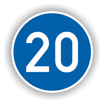 Verkehrszeichen StVO, Mindestgeschw. 20 km/h VZ 275-20, Alu 2 mm Flachform