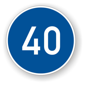 Verkehrszeichen StVO, Mindestgeschw. 40 km/h VZ 275-40, Alu 2 mm Flachform