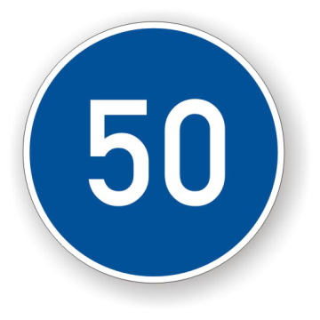 Verkehrszeichen StVO, Mindestgeschw. 50 km/h VZ 275-50, Alu 2 mm Flachform