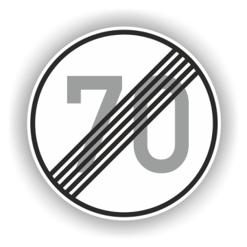 Verkehrszeichen StVO, Ende zul. Höchstgeschw. 70 km/h VZ 278-70, Alu 2 mm flach