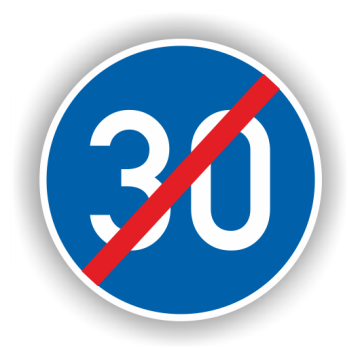 Verkehrszeichen StVO, Ende Mindestgeschwindigkeit 30 km/h VZ 279-30, Alu 2 mm flach