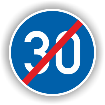 Verkehrszeichen StVO, Ende Mindestgeschwindigkeit 30 km/h VZ 279-30, Alu 2 mm flach, Ø 600 mm, RA1