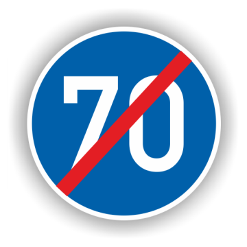 Verkehrszeichen StVO, Ende Mindestgeschwindigkeit 70 km/h VZ 279-70, Alu 2 mm flach