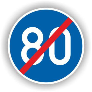 Verkehrszeichen StVO, Ende Mindestgeschwindigkeit 80 km/h VZ 279-80, Alu 2 mm flach, Ø 600 mm, RA1