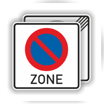 Verkehrszeichen StVO, Zone eingeschr. Haltverbot,  840 x 840 mm, Alu 2 mm Flachform