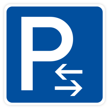 Verkehrszeichen StVO, Parken Mitte, Aufstellung rechts, VZ 314-30, vers. Ausführungen