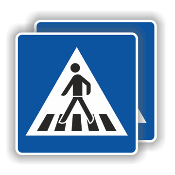Verkehrszeichen StVO,Fußgängerüberweg doppelseitig VZ 350-40, Alu 2 mm flach