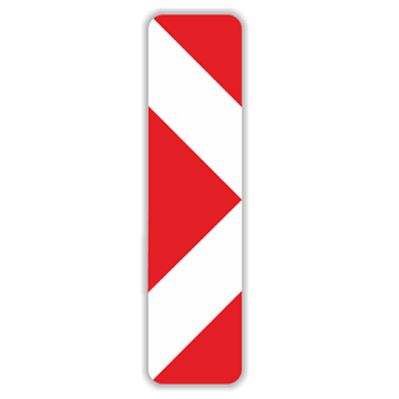 Verkehrszeichen StVO, Pfeilbake Aufst. links VZ 605-21, Alu 2 mm Flachform, 1000 x 250 mm
