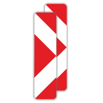 Verkehrszeichen StVO, Pfeilbake doppelseitig VZ 605-43, Alu 2 mm Flachform, 1000 x 250 mm