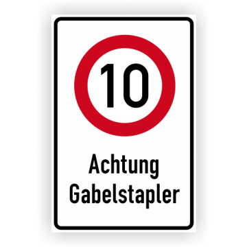 Verkehrszeichen Kombischild 10 km/h - Achtung Gabelstapler, Alu reflektierend,