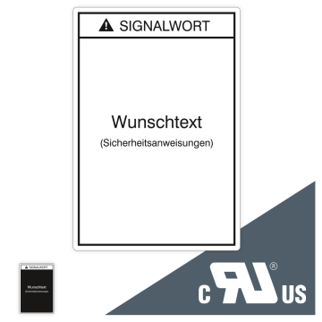 UL-/CSA-Etiketten, Text u. Signalwort nach Wunsch, gemäß ANSI Z535-4