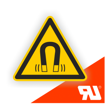 Warnzeichen, Warnung vor magnetischem Feld, UL-zertifiziert,DIN EN ISO 7010, Folie, SL = 50 mm