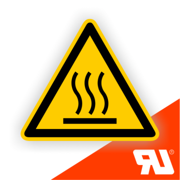 Warnzeichen, Warnung vor heißer Oberfläche, UL-zertifiziert,DIN EN ISO 7010, Folie, SL = 50 mm