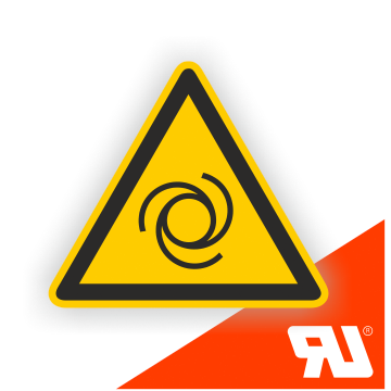 Warnzeichen, Warnung vor automatischem Anlauf, UL-zertifiziert,DIN EN ISO 7010, Folie, SL = 50 mm