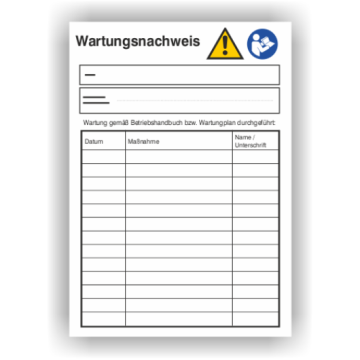 Wartungsnachweis, Karton 250g/m²