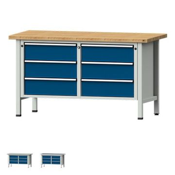 ANKE Kastenwerkbank Modell 108 V, 6 Schubladen, blau