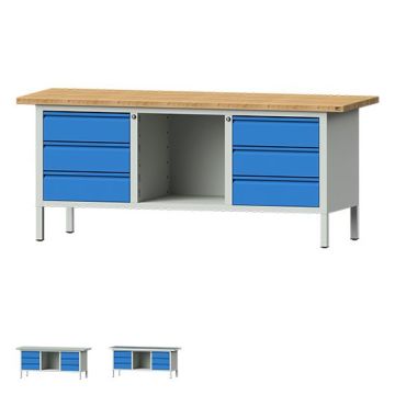ANKE Kastenwerkbank Modell 120 E, 2000x700x840, 6 Schubladen, offenes Fach