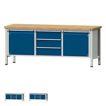 ANKE Kastenwerkbank Modell 122 V, 3 Schubladen, 2 Türen, blau