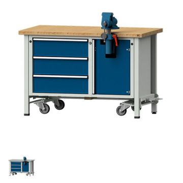 ANKE Montagewerkbank Modell 706 V, Schraubstock, fahrbar, 3 Schubladen