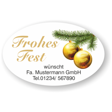 Weihnachtsaufkleber Frohe Weihnachten mit Zweig, 100 Stück/VE