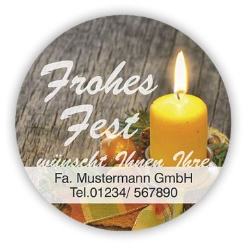 Weihnachtsaufkleber Frohes Fest mit Kerze, 100 Stück/VE