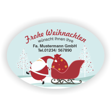Weihnachtsaufkleber Frohe Weihnachten mit Weihnachtsmann, 100 Stück/VE
