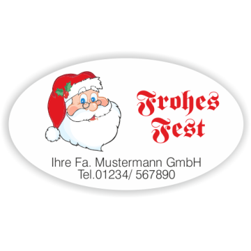 Weihnachtsaufkleber Frohe Weihnachten mit Weihnachtsmann, 100 Stück/VE
