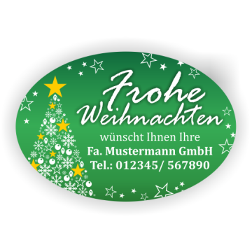 Weihnachtsaufkleber Frohe Weihnachten mit Weihnachtsbaum, 100 Stück/VE
