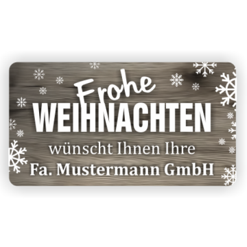 Weihnachtsaufkleber Frohe Weihnachten in Holzoptik, 100 Stück/VE