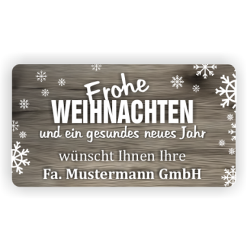 Weihnachtsaufkleber Frohe Weihnachten und gesundes neues Jahr in Holzoptik, 100 Stück/VE