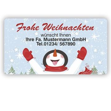 Weihnachtsaufkleber Frohe Weihnachten mit Schneemann, 100 Stück/VE