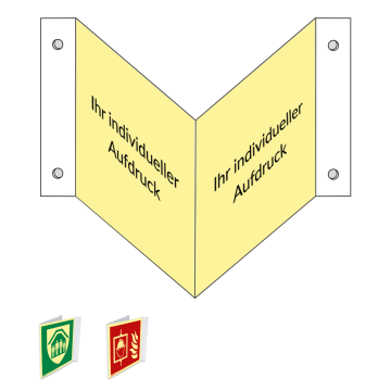Winkelschild m. Wunschpikto. o. Wunschtext, Kunststoff, versch. Formate, SECUglow 185