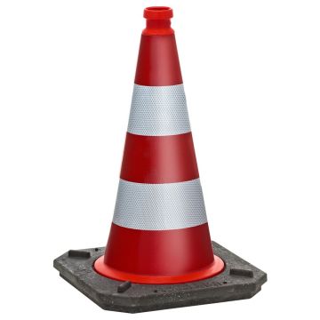 TL-Leitkegel zweiteilig, BASt-geprüft, rot/weiß, RA2, Höhe 500 mm