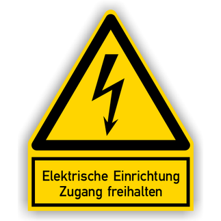 Warnschild, Elektrische Einrichtung Zugang freihalten