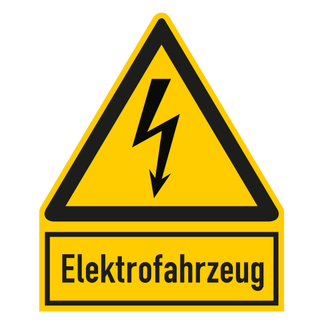 Warnschild, Elektrofahrzeug, ISO 7010, Aluminium, 300 x 366 mm