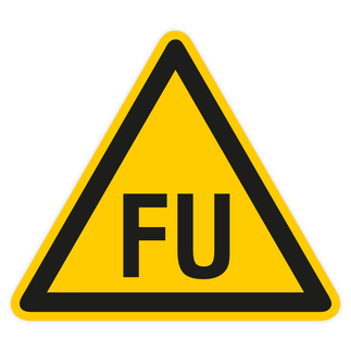 Warnschild, FU, Warnschild für Betriebsmittel mit Frequenzumrichter, Aufkleber, Folie