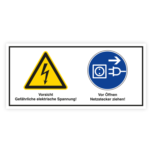 Warnschild 'Vor Dem Öffnen Netzstecker Ziehen' – Selbstklebend, UV-beständig