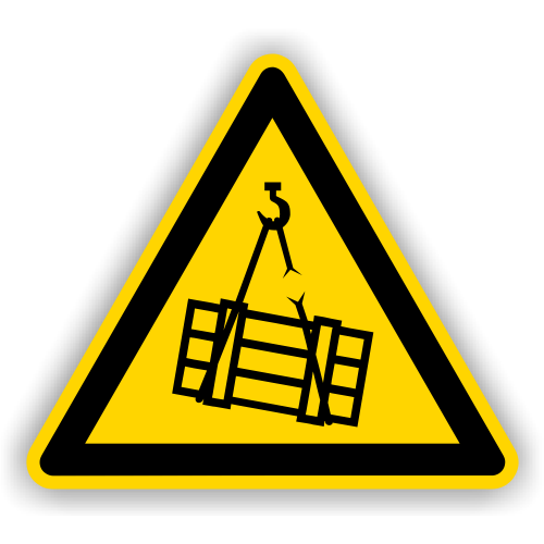 Warnschild, Warnung vor schwebender Last, BGV A8, Aufkleber, Folie, SL = 200 mm