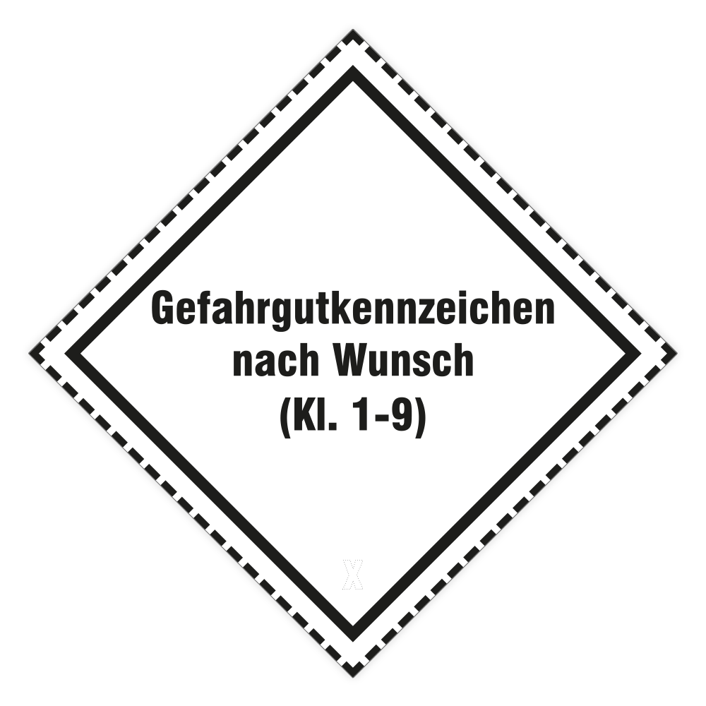 Gefahrzettel nach Wunsch, Folie selbstklebend, gem. BS 5609 III, 100 x 100 mm, 4 St./ Bogen