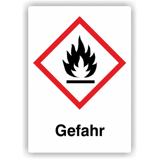 Gefahrensymbol GHS02 Flamme, Signalwort Gefahr, Folie, 37 x 52 mm, 6 St./VE