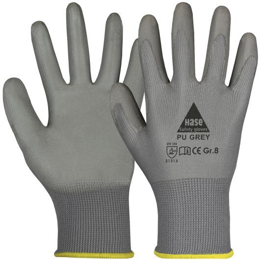 Hase Montagehandschuhe PU Grey, Größe 6, 10 Paar