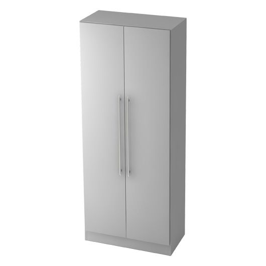 Hammerbacher Garderobenschrank Highline, Spiegel, Kleiderstange, 80 x 42 x 200,4 cm, grau